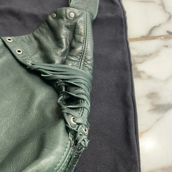 Horse and Nail handbag green silver and brown leather hobo style - Picture 8 of 15